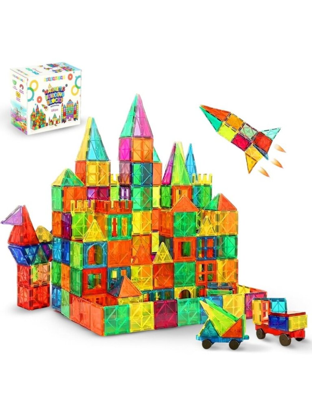 120 PCS Magnetic Building Tiles Set - STEM Educational Toy for Kids Ages 3-12